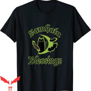 Samhain T-Shirt Black Cat Samhain Blessings Cool Tee