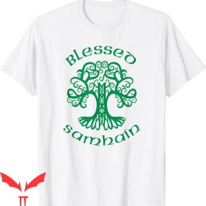 Samhain T-Shirt Green Tree Of Life Irish Celtic Halloween