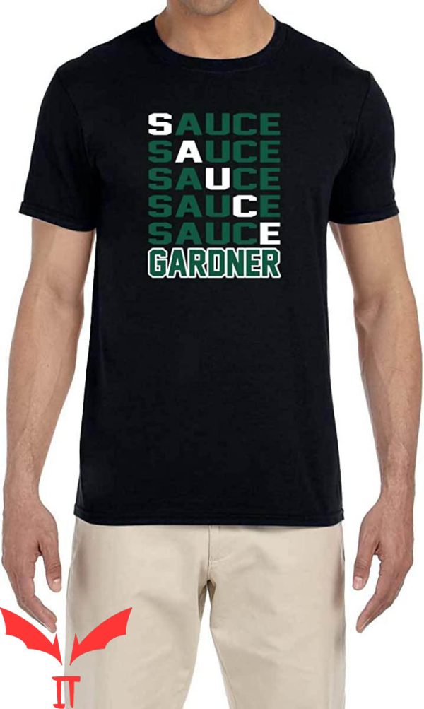 Sauce Gardner T-Shirt Jets Sauce Text Football Sports Tee
