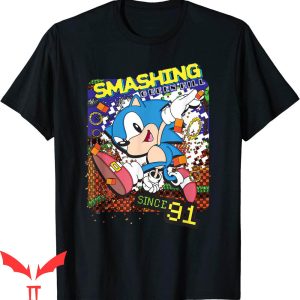 Sonic Birthday T-Shirt Sonic Smashing Green Hill Since 91