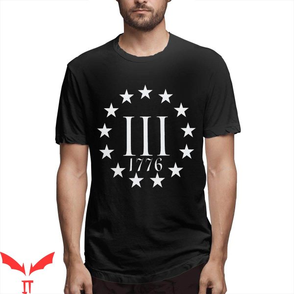 Three Percenter T-Shirt Large Classic III Percent Logo 1776