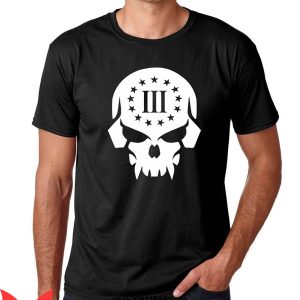 Three Percenter T-Shirt Large Skull III Percent Logo Classic