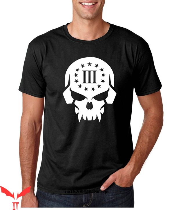 Three Percenter T-Shirt Large Skull III Percent Logo Classic