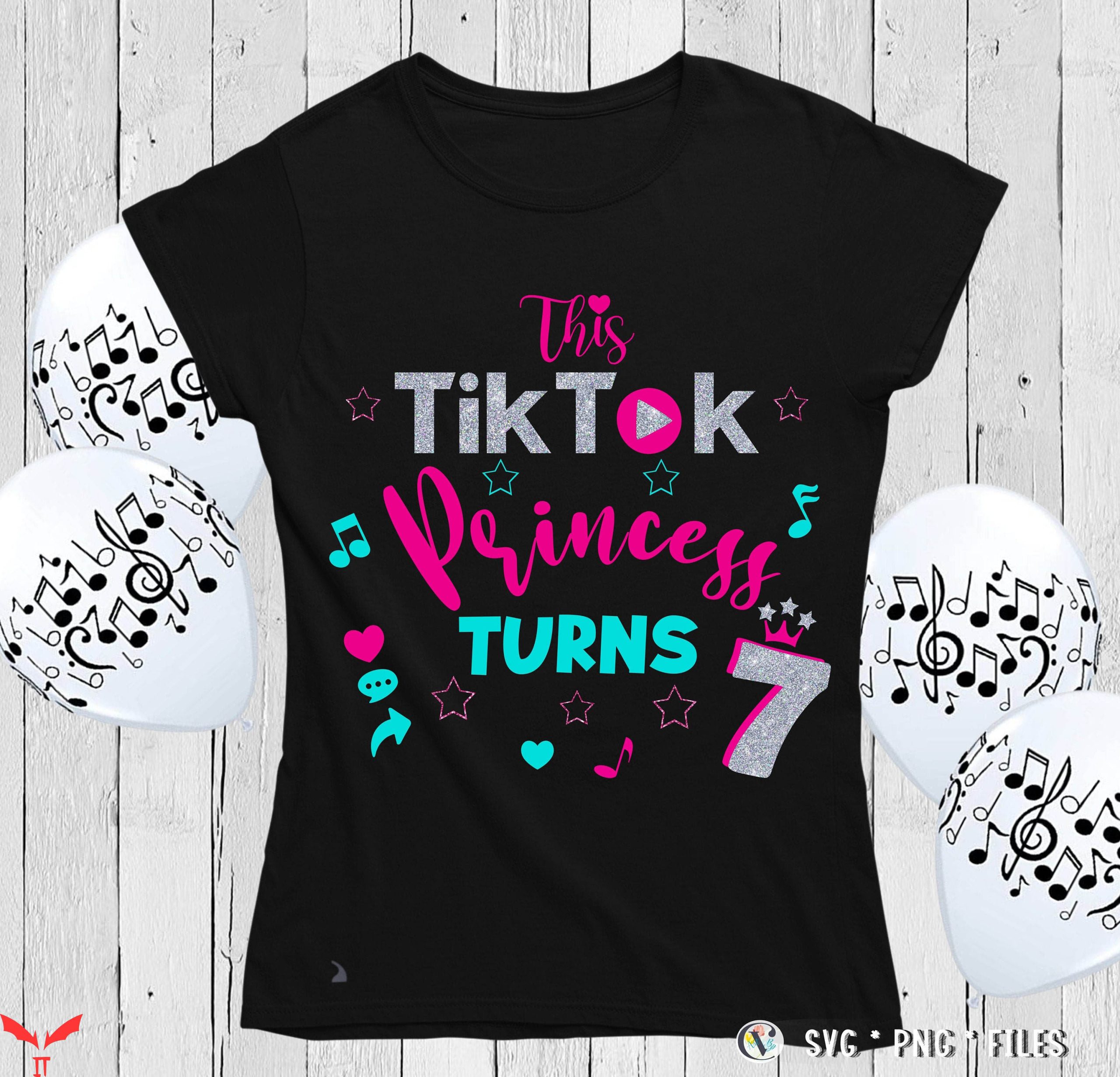 Tiktok Birthday T-Shirt Tiktoker Princess 7th Birthday