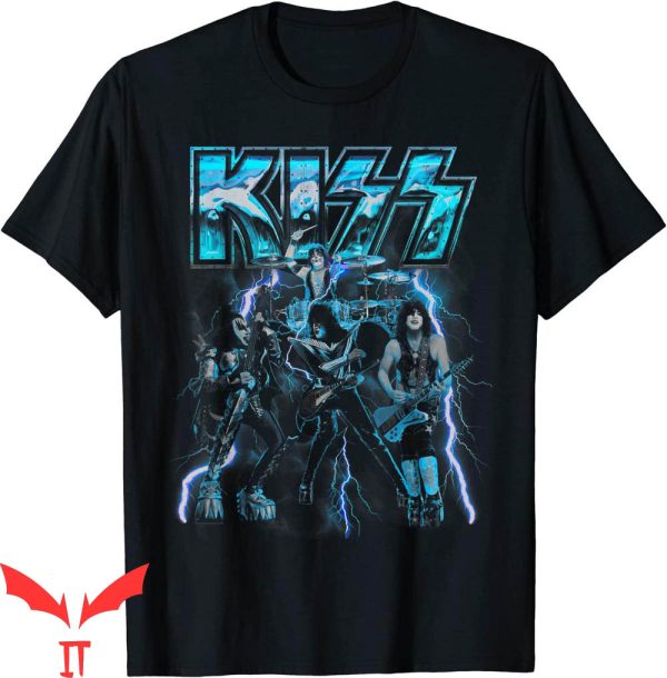Vintage KISS T-Shirt Blue Lightning Heavy Metal Music Tee