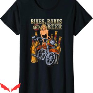 Womens Beer T-Shirt Biker Chick Lady Motorcycle Bikes Babes
