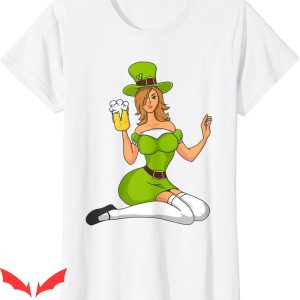 Womens Beer T-Shirt St Patricks Day Sexy Irish Girl Irish
