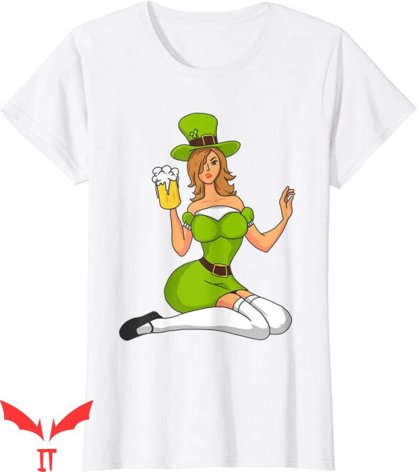 Womens Beer T-Shirt St Patricks Day Sexy Irish Girl Irish
