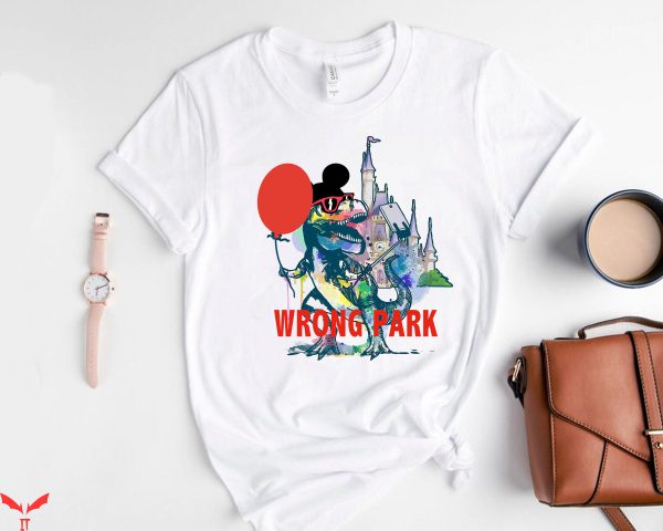 Wrong Park T-Shirt Disney Mickey Dinosaur Cartoon Tee