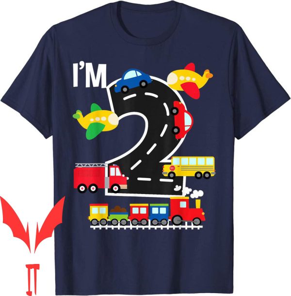Car Birthday T-Shirt I’m 2 Train Car Fire Truck Airplane