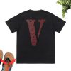 Black And Red Vlone T-Shirt Fashion Big V Letter Hip Hop