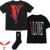Black And Red Vlone T-Shirt Smiley Face Trendy Hip Hop Tee