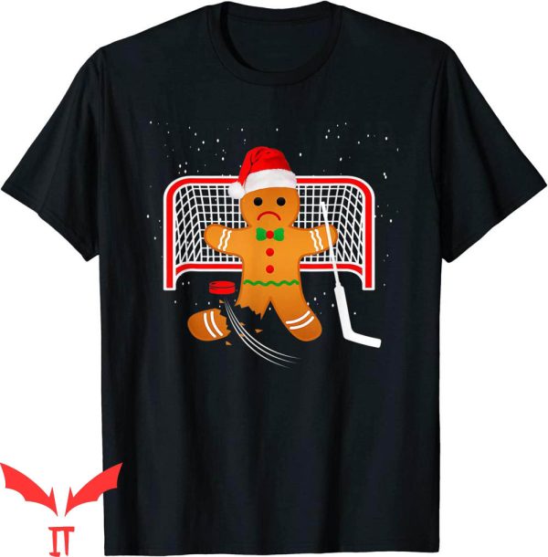 Hockey Goalie T-Shirt Funny Christmas Gingerbread Man Goalie