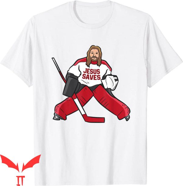 Hockey Goalie T-Shirt Funny Hockey Jesus Saves Hockey Goalie