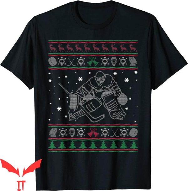 Hockey Goalie T-Shirt Ugly Christmas Trendy Sporty Tee