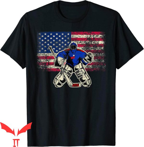 Hockey Goalie T-Shirt Vintage Ice Hockey USA Flag Te