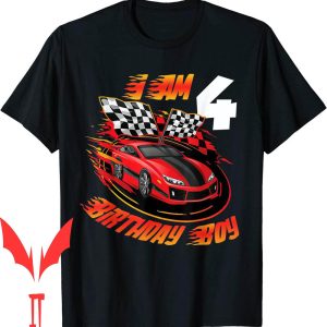 Hot Wheels Birthday T-Shirt 4th Year Old Racing Car Driver