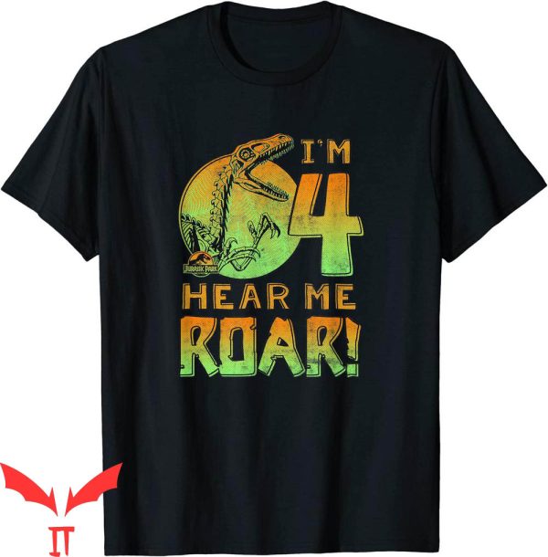 Jurassic Park Birthday T-Shirt Velociraptor Roar 4 Years Old