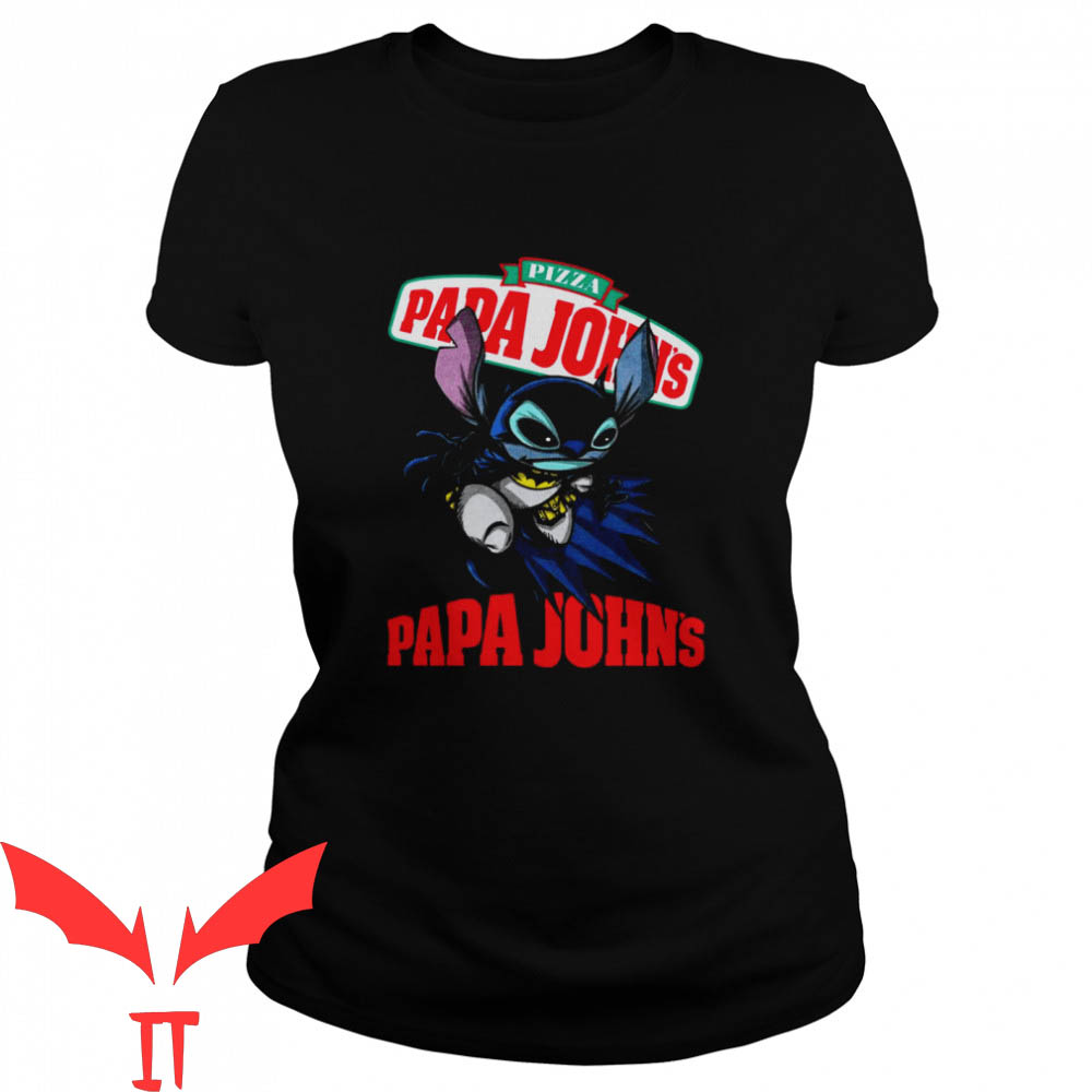 Papa Johns T-Shirt Funny Bat Stitch Pizza Restaurant Chain