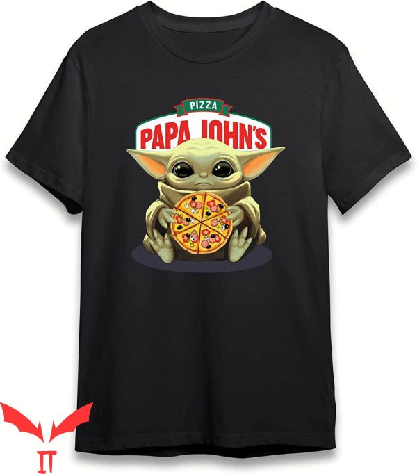 Papa John’s T-Shirt Funny Yodas Hug Pizza Logo Love Tee