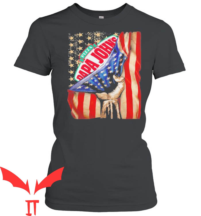 Papa Johns T-Shirt Pizza Chain Logo With American Flag