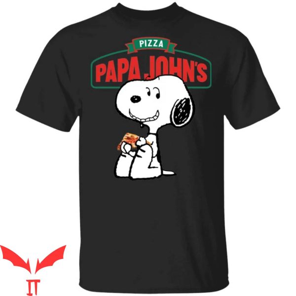 Papa John’s T-Shirt Pizza Logo Funny Snoopy Eating Tee