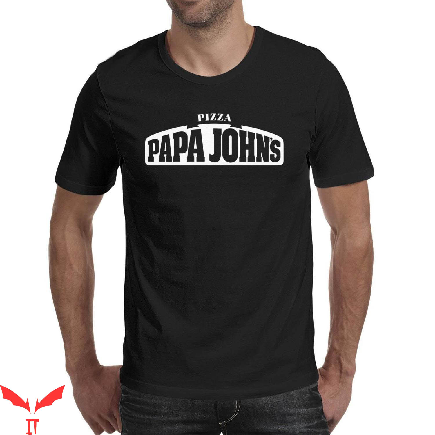 Papa Johns T-Shirt Pizza Restaurant Chain Classic Black Logo