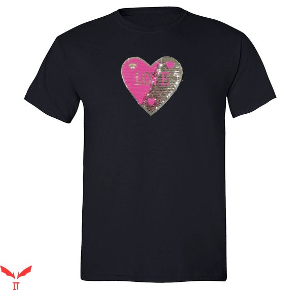 Reversible T-Shirt Pink Silver Heart Reversible Flip Tee