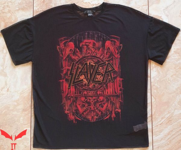 Slayer Vintage T-Shirt Bershka Slayer Band Tulle Mesh