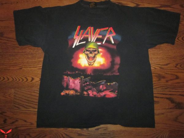 Slayer Vintage T-Shirt Slayer Skull On Fire T-shirt