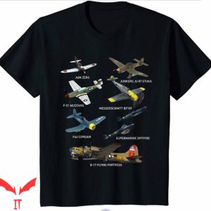 Spitfire T Shirt WW2 Planes Warbirds P51 Messerschmitt T Shirt