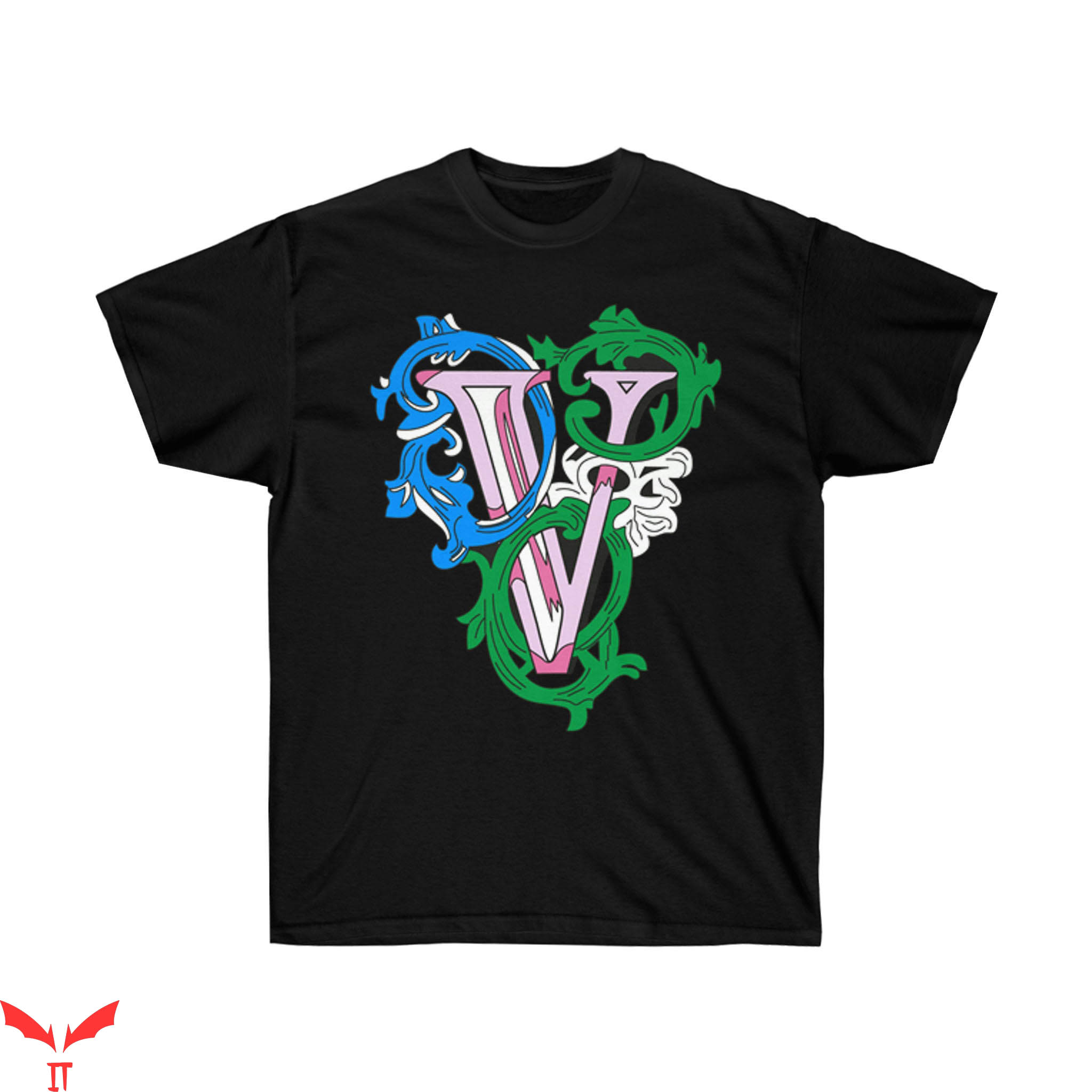 Vlone Green T-Shirt Big V Nature Hip Hop Rap Cool Tee