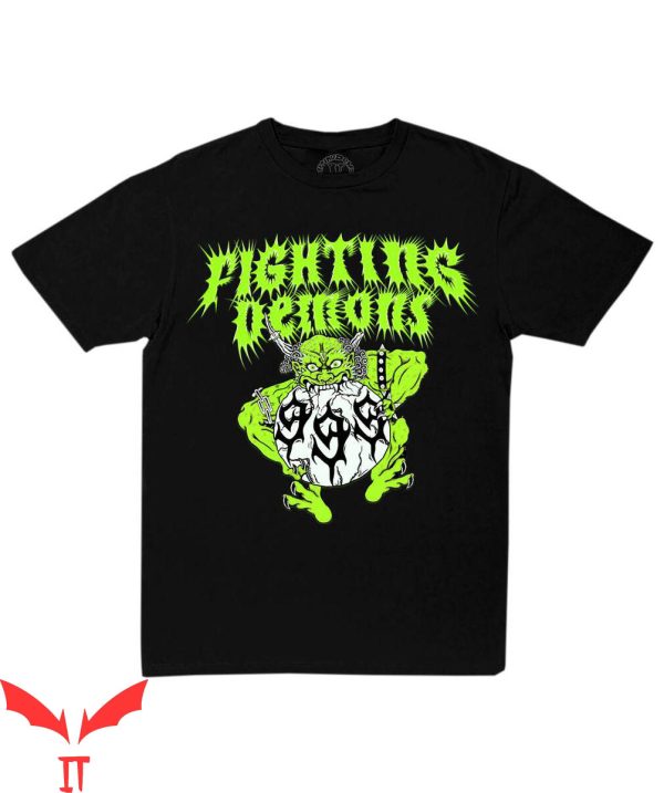Vlone Green T-Shirt Fighting Demons 999 Hip Hop V Letter