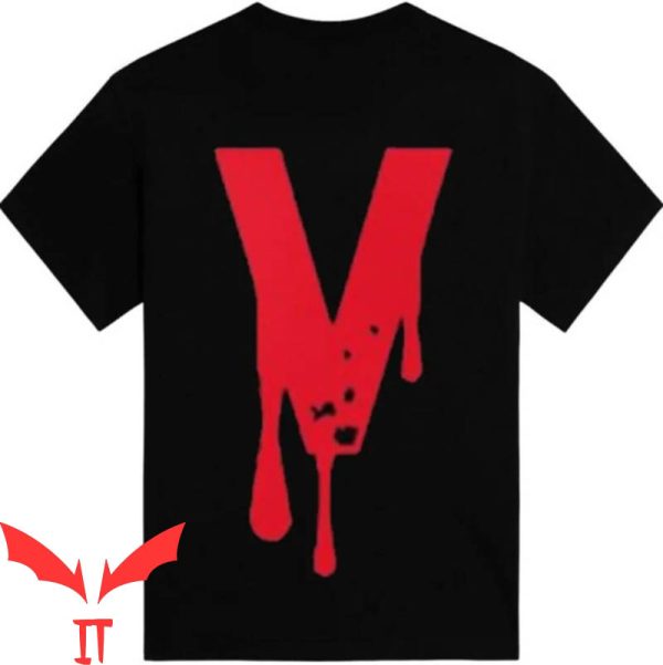 Vlone Red And Black T-Shirt Hip Hop V Letter Cool Tee