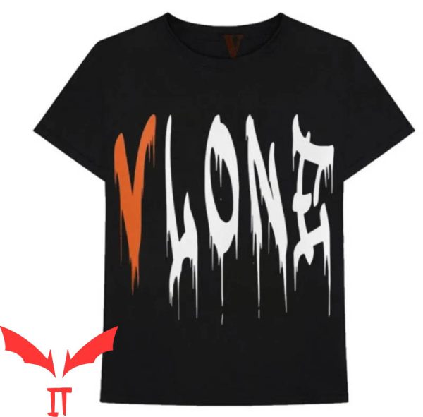 Vlone Red And Black T-Shirt Hip Hop V Letter Trendy Tee