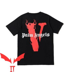 Vlone Red And Black T-Shirt Palm Angels Hip Hop V Letter