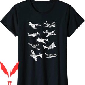 World War Lean T-Shirt US Fighter Aircraft Vintage Airplanes