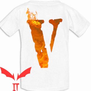 Yellow Vlone T-Shirt Powamekka Cafe Fire Hip Hop V Letter