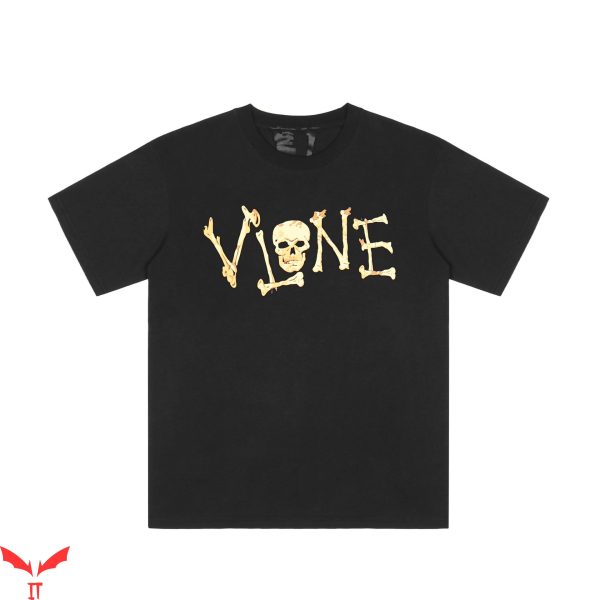 Yellow Vlone T-Shirt V Letter Skull Front And Back Tee