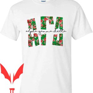 Alpha Gamma Delta T-Shirt Floral Big Lettered