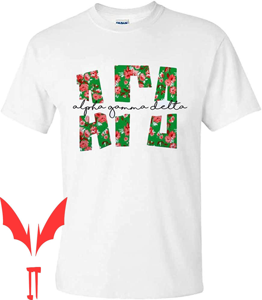 Alpha Gamma Delta T-Shirt Floral Big Lettered Alpha Gamma Delta T-Shirt Floral Big Lettered