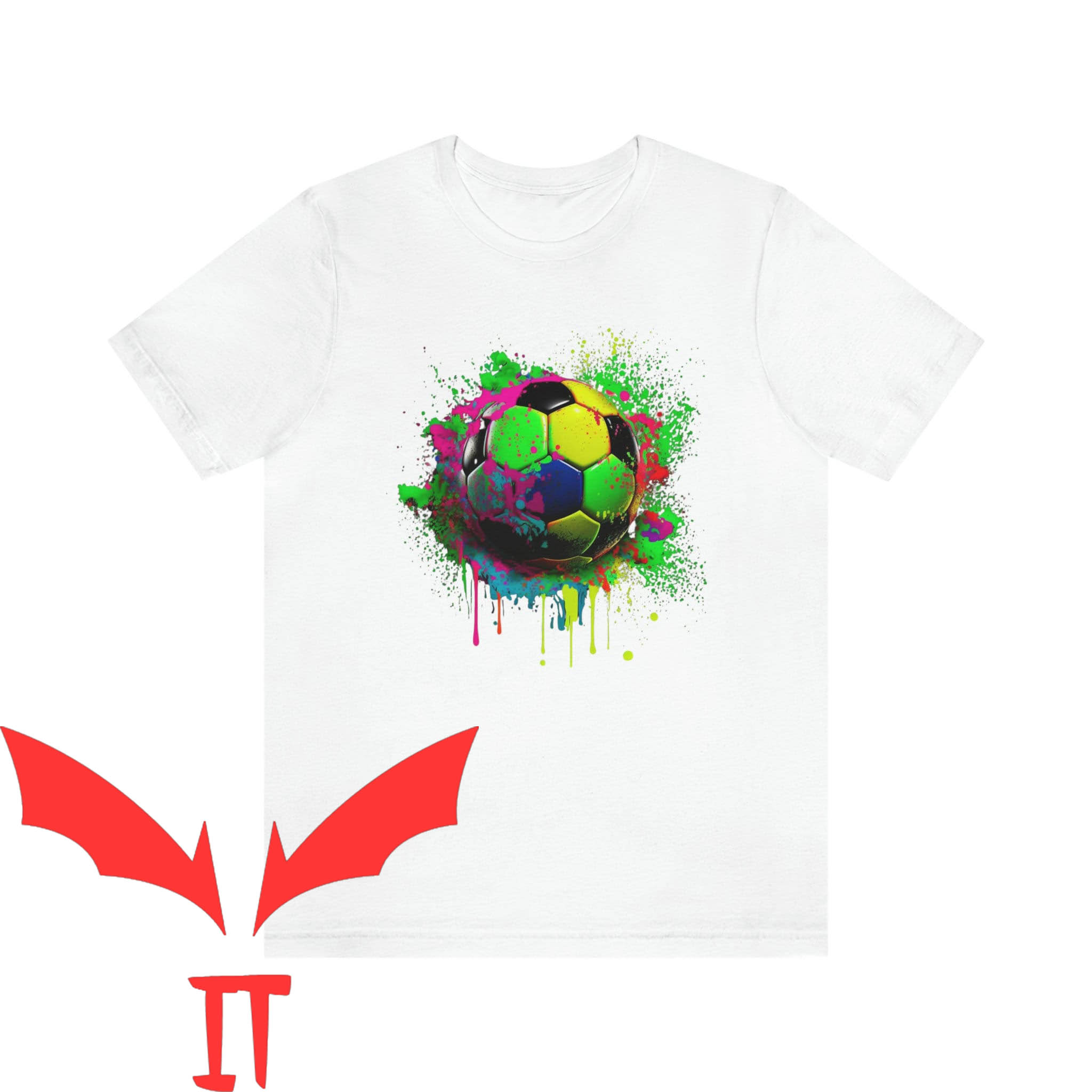 Ball In T-Shirt Colorful Soccer Ball Trendy Sporty Tee Ball In T-Shirt Colorful Soccer Ball Trendy Sporty Tee
