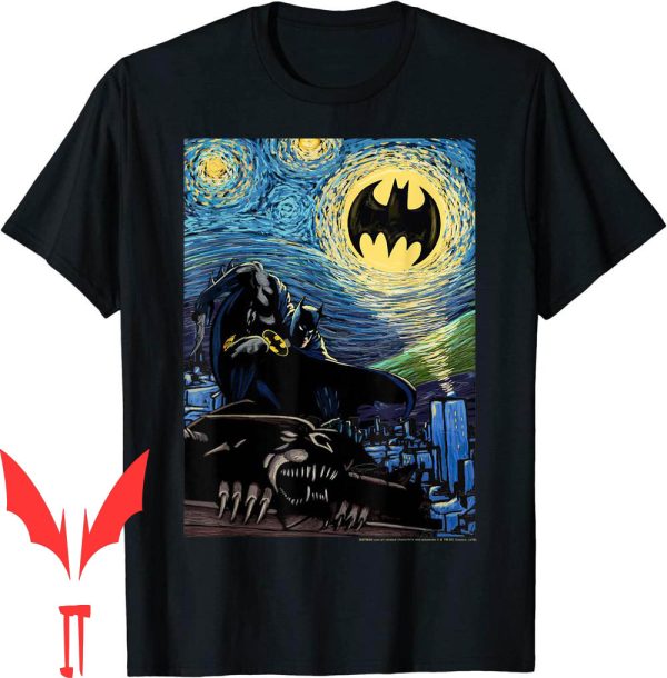 Batman Birthday T-Shirt Comics Starry Night Style Painting