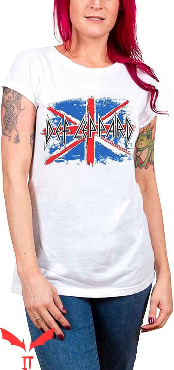 Def Leppard Union Jack T-Shirt Logo Official 80s Heavy Metal