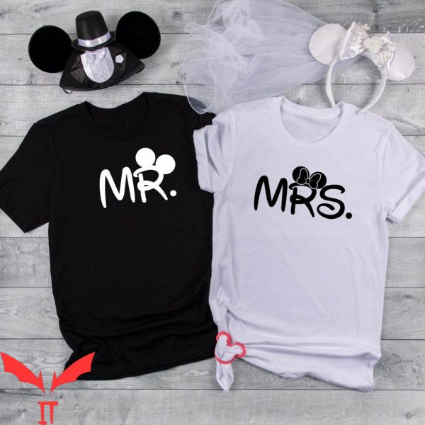 Disney Mr And Mrs T-Shirt Wedding Just Married Couple Tee
