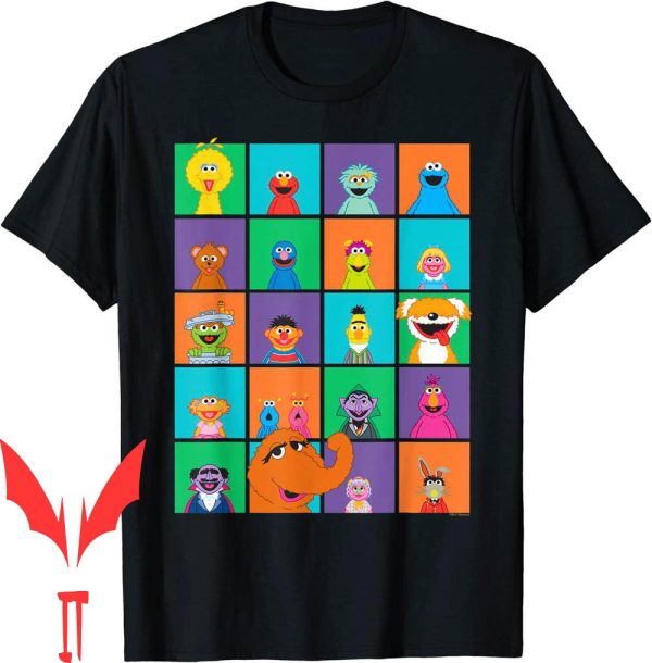 Elmo Birthday T-Shirt Sesame Street Character Squares