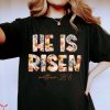 He Is Risen T Shirt Christian Easter Floral Boho T Shirt