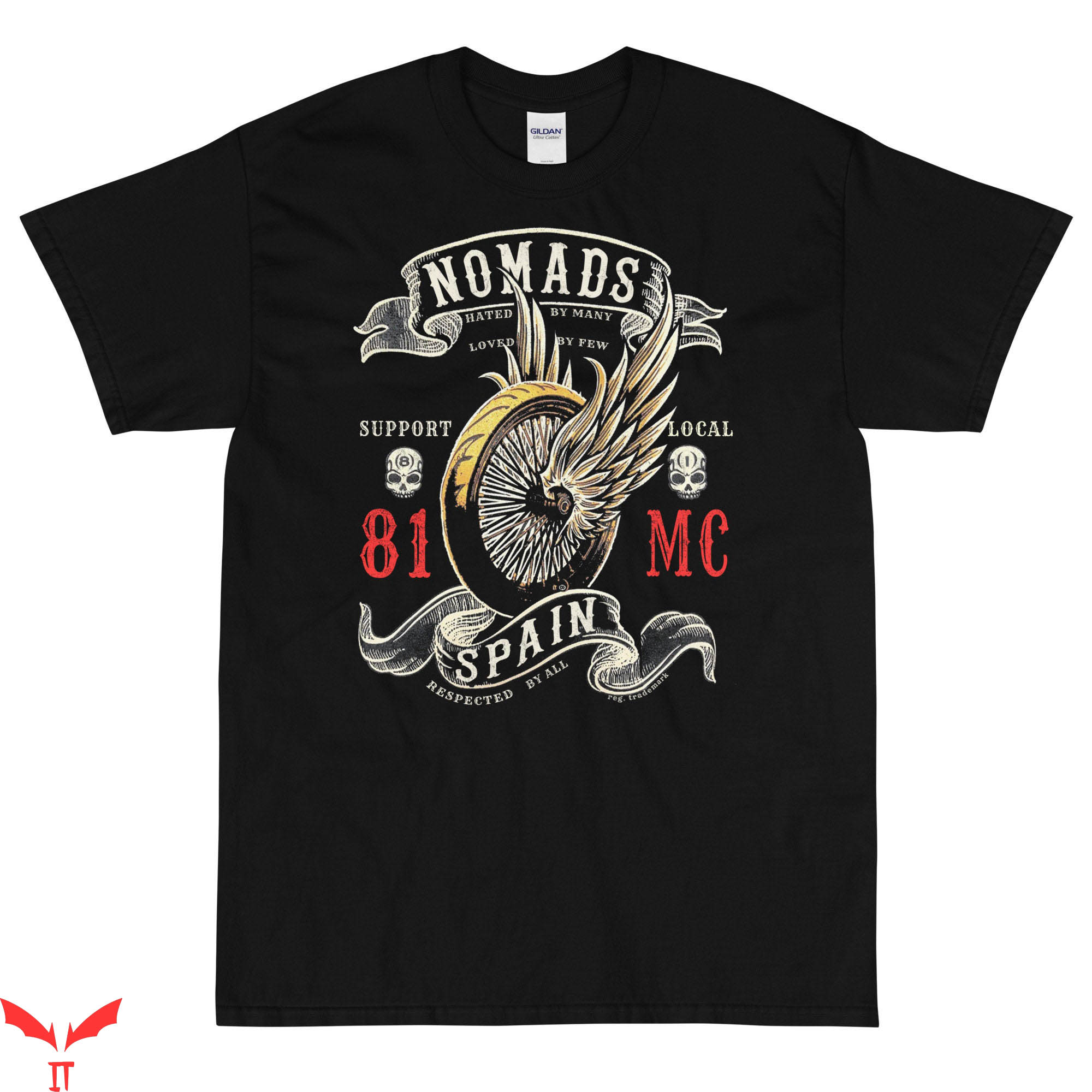 Hells Angels T-Shirt Nomads Spain Support 81 Winged Wheel Hells Angels T-Shirt Nomads Spain Support 81 Winged Wheel