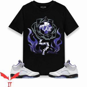 Jordan 5 Concord T-Shirt Skull Flower Match Retro Sneaker