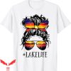 Lake Life T-Shirt Messy Bun Hair Girl Retro Lake Summer